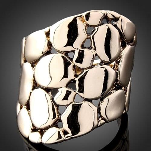 Personality Newest Fashion Brand Jewelry Gold Color Hollow Out Glaze Rings For Women Jewelry Punk style rings for women