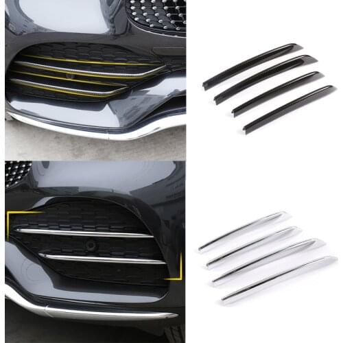 Car Front Fog Light Strips Air Intake Grille Cover Trim sticker ABS For Mercedes Benz GLC Class X253 2020-21 Accessory