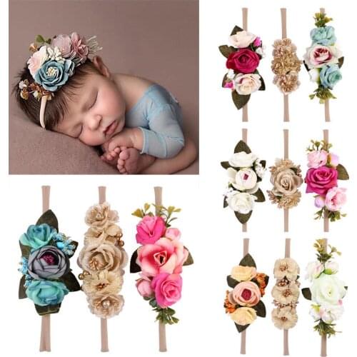 3 pack Baby Girls Infant Toddler Flower Headband Hair Band Accessories