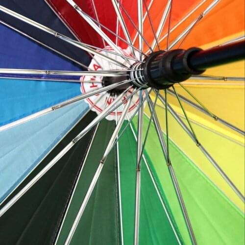 Rainbow Umbrella 2018 High Quality 16K Golf Umbrella Automatic Long-handle Umbrella Sunny Rainy Pongee Rainbow Adult Umbrella