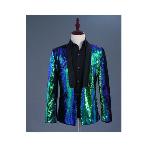 Luxury shining mens full sequined sewing stage performance/dance/bar stuido tuxedo jacket ,only jacket