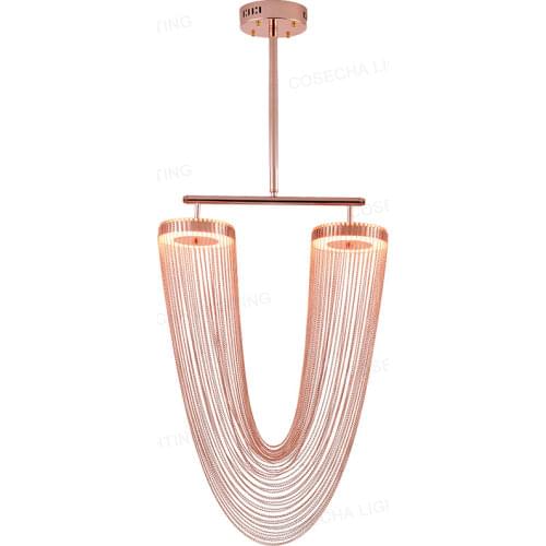Postmodern creative tassel chain chandelier personality designer Italian restaurant dining table bar art decorative lamp