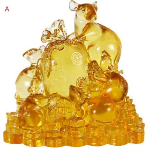 Glass mouse decoration zodiac rat cute lucky feng shui wangcai new year lucky gift