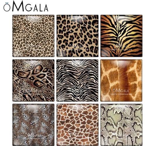 Fashion Animal skin leopard Print Patterns10pcs mixed 12mm/20mm/25mm/30mm photo glass cabochon demo flat back Making findings