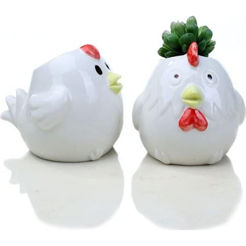 Cute Cartoon Chicken Ceramic Flowerpot Creative Flower Garden Balcony Vegetable Garden Meat Flowerpot Ornaments