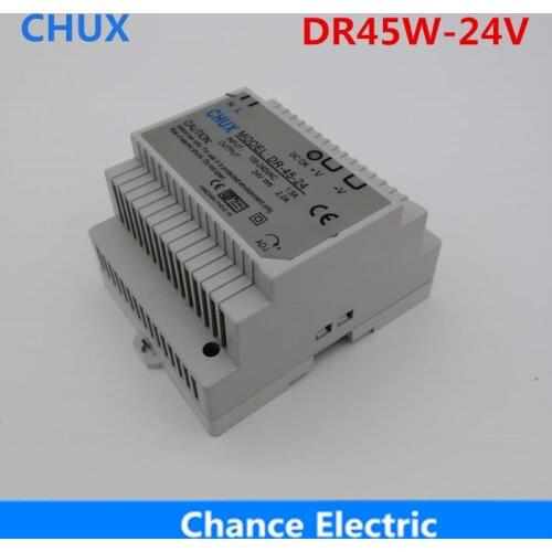 DR-45-24 LED Din Rail mounted switching Power Supply Transformer 110V 220V AC to DC 24V 2A 45W Output Free Shipping