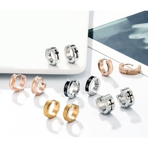 Trend Anti-allergic stainless steel earring punk rock Stud Earrings Men Fashion Jewelry women small circle round stud ear rings