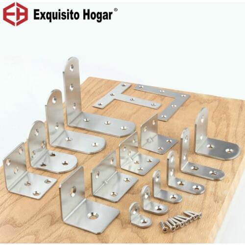 10pcs Stainless Steel Universal Connector Type L 90 Degree Angle Fastener Triangle Corner Bracket With Screw