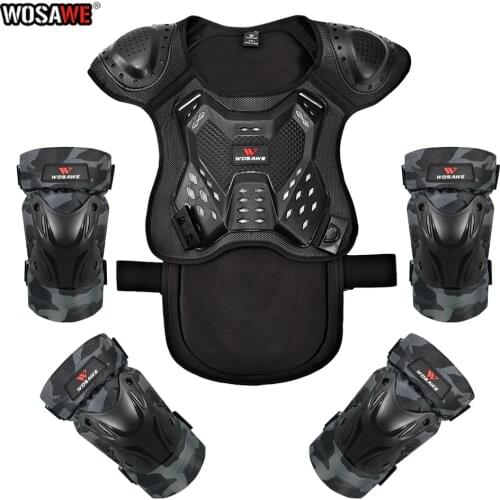 WOSAWE Motorcycle Protective Full Body Armor Set Morocross Chest Armor Buffer Knee Elbow protection Adult Bike Protective Gear