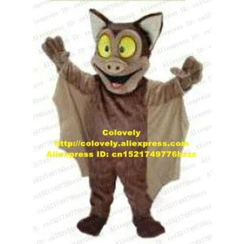 Funny Brown Bat BugBat Mascot Costume Adult Size With Big White Brown Triangular Ears Bright Big Yellow Eyes Smile No.6529 FS