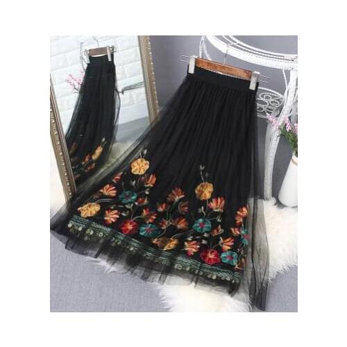 30pcs/lot fedex fast korean style bohemian style woman embroidery flower mesh skirt female lace flower lace skirt