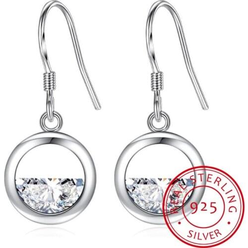 Geometric Round Earrings Zirconia Spring Water Drop Shaped 925 Sterling Silver Earrings For Women oorbellen