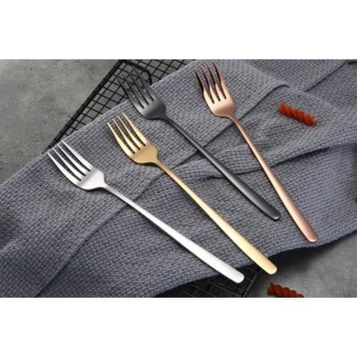 1PC 304 Stainless Steel Dinner Fork Set Korea Colourful Dessert Fork With Long Handle for Hotel Party PN 006