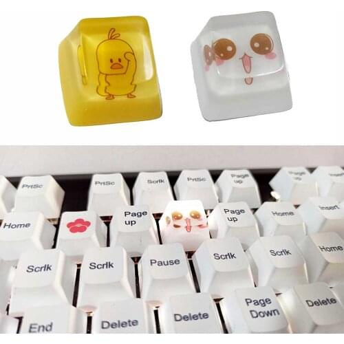 1PC Gaming Keycaps Durable Transparent Resin Keycap Cherry Profile R4 Design Key Cap for Mechanical Keyboard Duck Eyes