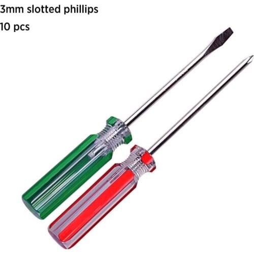 10 pcs/ pack) 3mm Slotted Phillips Screwdriver Magnetic Tip Screw Driver Repair Tool set Durable Cross Head Flat Screwdrivers