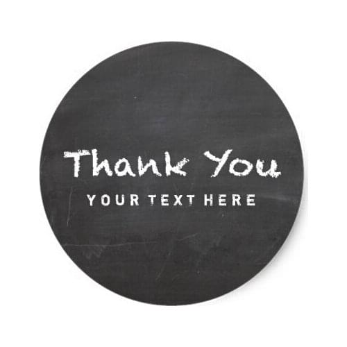 3.8cm Thank You! Custom Chalk Message Classic Round Sticker