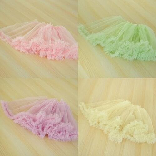 3Meters 30CM Wide 3D Pleated Mesh Lace Fabric Ruffle Trim Embroidered Collar Ribbon Sewing Clothing Skirt Dress Doll Material