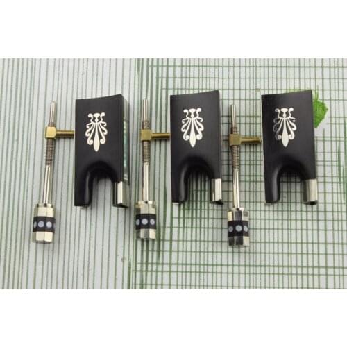 3 set new top ebony violin bow frog 4/4 inlaid peacock flower accessories