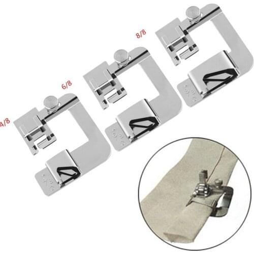 3Pcs 13/19/22mm Domestic Sewing Machine Foot Rolled Hem Foot Presser Feet For Brother Singer Sewing Accessories