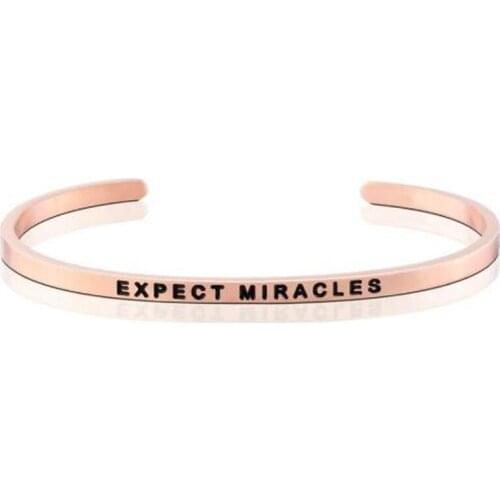4mm Expect Miracles Inspirational Engraved Mantra Cuff Friend Encouragement Bangle Kind Heart Fierce Mind Brave Spirit Bracelet