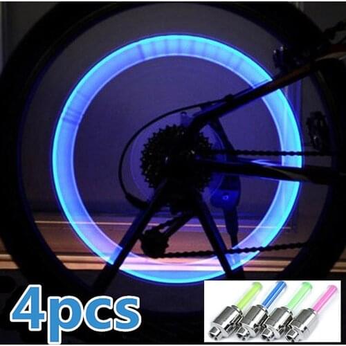 4pcs Tire Car Bicycle Wheel Light Lamp Valve Cap Valve Luminous Wheel Light Color Random