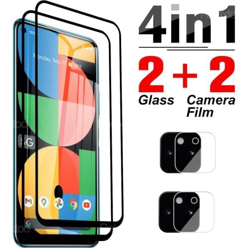 4in1 Full Cover Tempered Protective Glass For Google Pixel 5A 5 5G Front Screen Camera Lens Protect Glass For Pixel 4A 4G Film