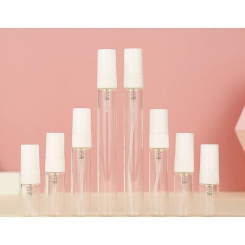 50pcs 2ML 3ML 5ML 10ML Mini Atomizer Empty Clear Glass Bottle Spray Refillable Fragrance Perfume Scent Sample Bottle