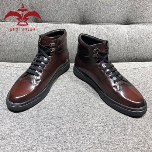 Holy Shit Boots 100% Cow Suede Leather Men Boot Shoes Men Lady Boots Patina Wine Red Designer Custom Hande Boots