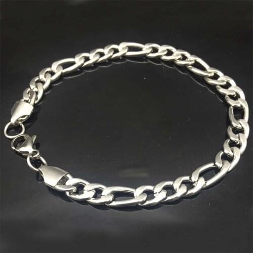 7MM New Fashion 316L Stainless Steel Classic Figaro Chain Bracelet For Men High Quality Link Bracelets hot selling 2016
