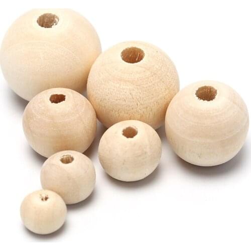 50/100PCS Natural Wood Teething Beads Children Kids DIY Wooden Jewelry Making Crafts Lead-Free Wooden Balls
