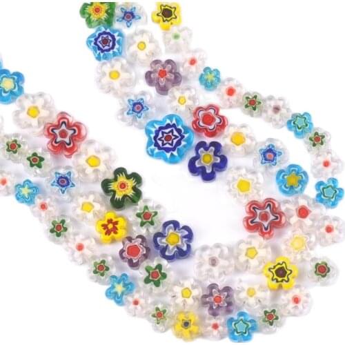 9-13mm Mixed Flower type Flower Patterns Millefiori Glass Loose Beads lampwork Crafts Beads For Jewelry Making ykl0851