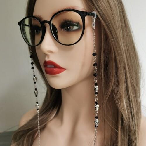 Gothic Glasses Chain Skulls Glasses Chain Black Beaded Glasses Chain Spectacles Chain Glasses Holder