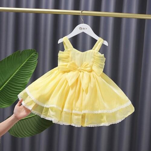 Childrens Dress Baby Infants Ruffle Girl Summer Princess Bowknot Sweet Cake Dress Kids