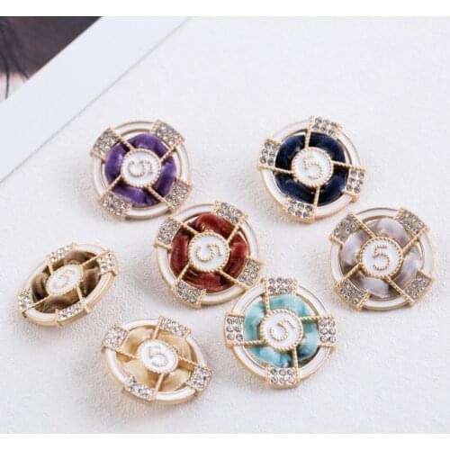 DIY handmade digital process button round color half hollow personality metal button simple fashion versatile 5pcs