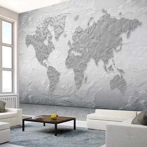 Photo Wallpaper 3D Stone Texture World Map Murals Living Room Study Room Background Wall Painting Waterproof Canvas 3D Wallpaper