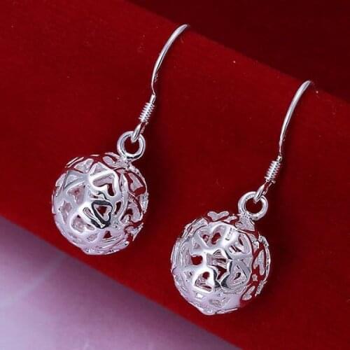 Hot Sale!!Free Shipping jewelry silver plated Earring,Fashion jewelry silver plated Jewelry Solid Ball Earrings SMTE100