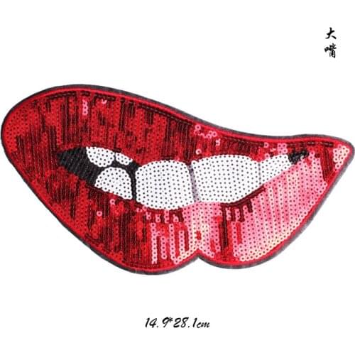 Lip Letter Patch Iron On Kid Cheap Sequin Cute Cartoon Patches For Clothes Sticker Jacket Badges Applique