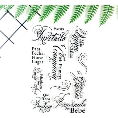 Spanish Wishing Clear Stamps For DIY Scrapbooking/Craft Supplies Bullet Journal Background Rubber Stamp Sentiment Card Making