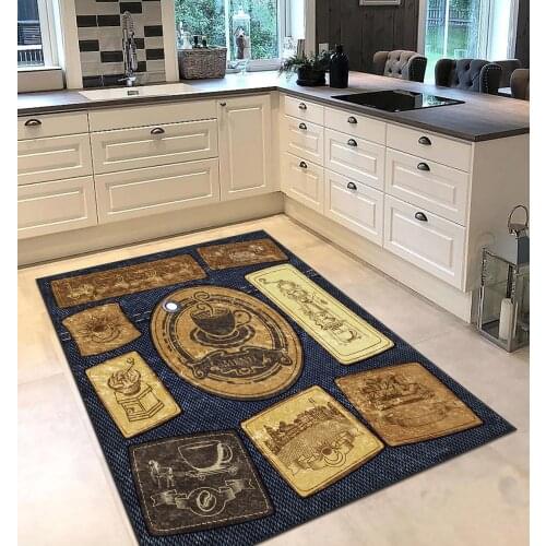 Brown grey color coffee drinker food patterned kitchen rug modern carpet rug personalized gift free shipping kitchen grey runner