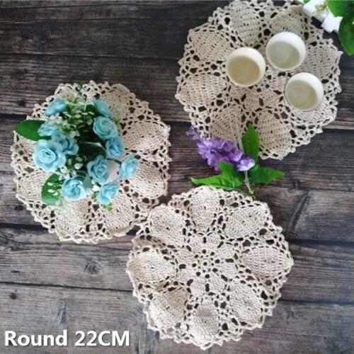 22cm Round Vintage Original Cotton Tea Cup Table Mat Wine Glass Coasters Set Wedding Napkins Tablemat Christmas Placemat Kitchen