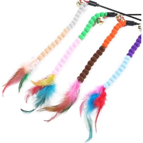 Legendog 1pc Cat Teasing Wand Toy Interactive Fake Feather Decor Cat Wand Teaser Toy With Bell Pet Supplies Pet Accessories