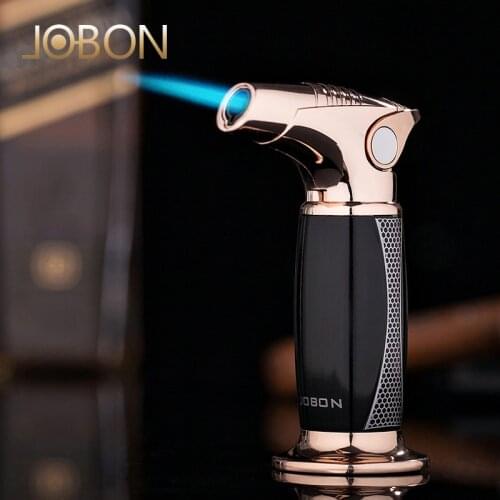 Jobon Small Size Desktop Jet Flame Metal Gas Butane Torch Lighter For Smoking Kitchen BBQ