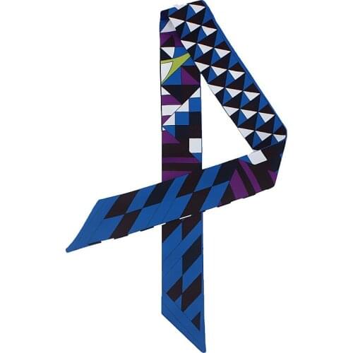 Fashion Twill Silk Scarf Women Summer Plaid Striped Print Head Scarves Luxury Brand Small Ties Handle Bag Ribbons Wholesale