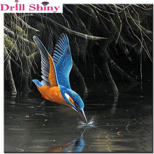 3D DIY Diamond Painting Cross Stitch beaded embroidery kingfisher square rhinestone mosaic painting Home Decor Handicrafts hobby