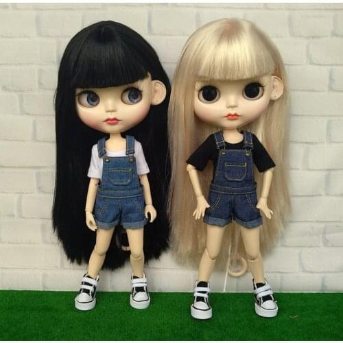 1PCS Blyth Doll Outfits T-shirts Overall Bib Pants Clothes for Barbies, 1/6 BJD, Momoko, Azone, OB27 Doll Accessories