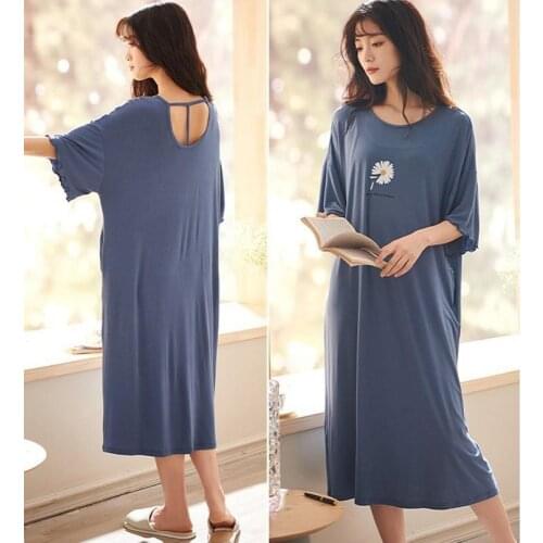 Plus Size 3XL Cosy Sleepwear Women Nightgowns Dressing Gown Summer Nightdress Modal Nighty Sleepshirt Soft Pijamas Pyjama