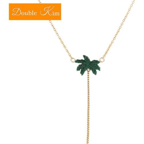 The Coconut Tree Pendant Necklace Titanium Steel Chain Necklace Inlaid Natural Zircon Fashion Trendy Women Jewelry Birthday Gift