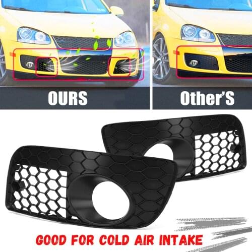 Pair Honeycomb Hex Mesh Fog Light Open Vent GrillesCar Accesorios For Volkswagen for VW for Jetta MK5 GTI GLI 2006-2009
