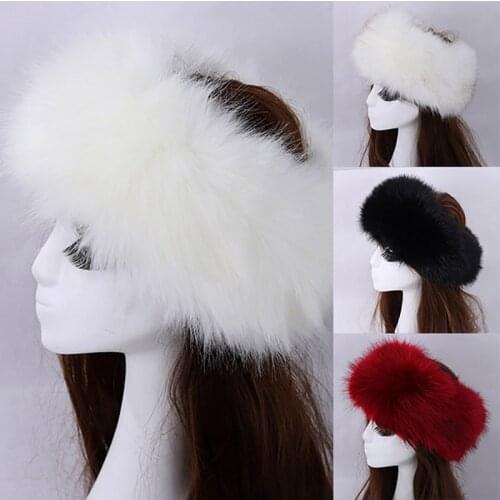 Q Winter Thick Furry Hairband Russian Faux Fur Women Girl Fur Headband Hat Outdoor Earwarmer Ski Hats Hot