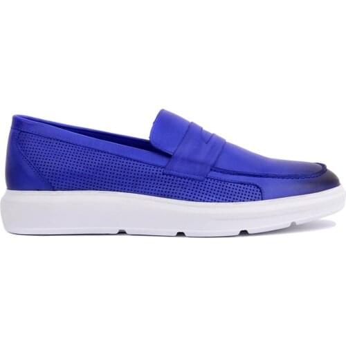 Sail-Lakers Saks Blue Leather Men 'S Shoes